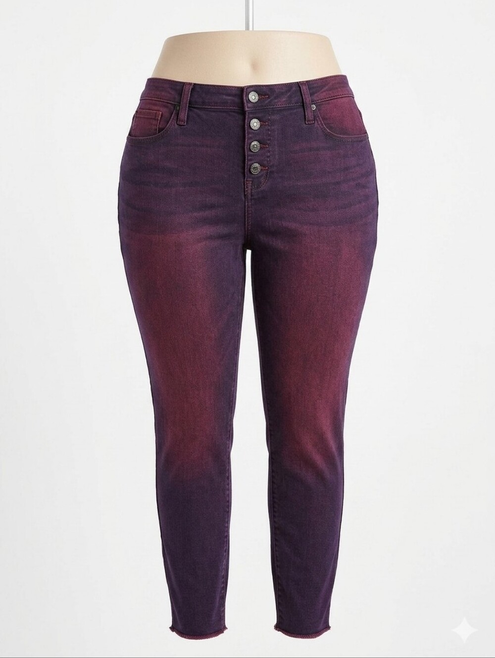 Hot Topic Hi-Rise Super Skinny Button-Fly Burgundy Jeans Junior Size 17 (14W)
